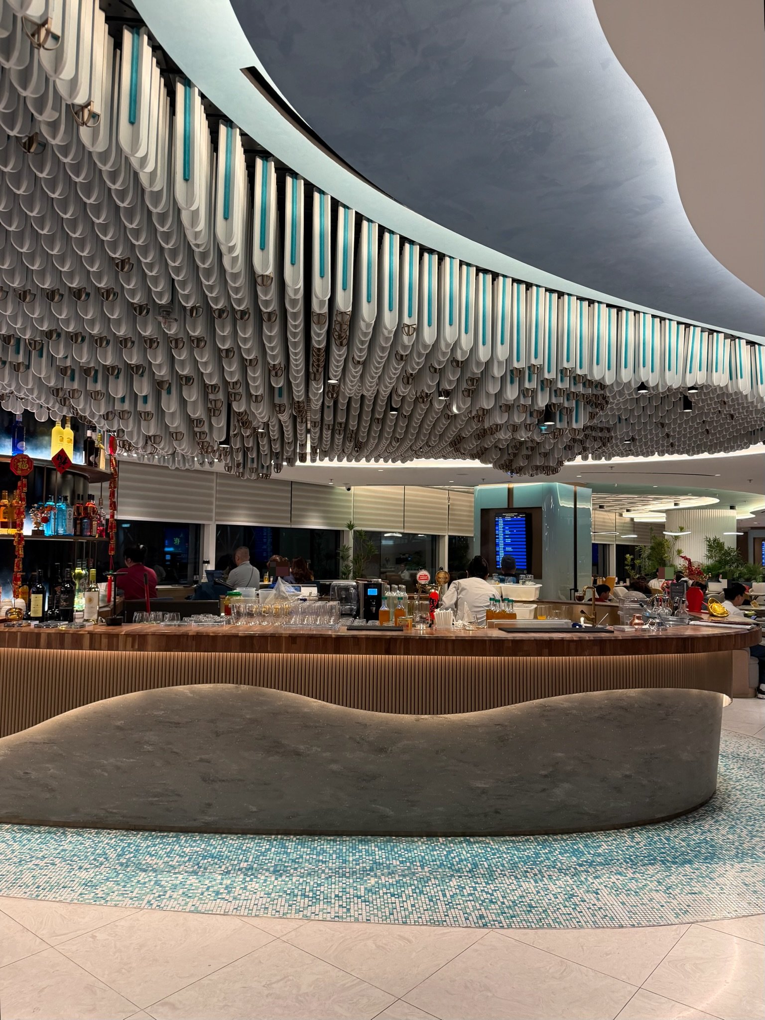 Stunning bar area at the Kyra Lounge Gate 23 Hong Kong airport