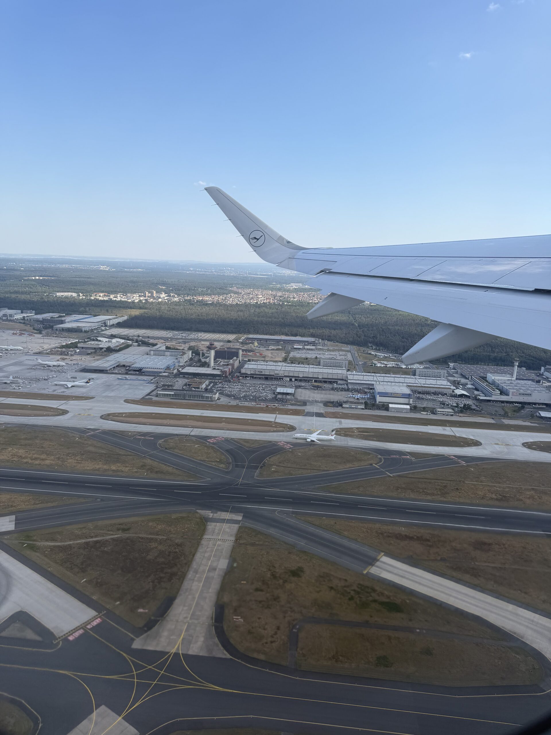 View of Frankfurt Airport during takeoff
